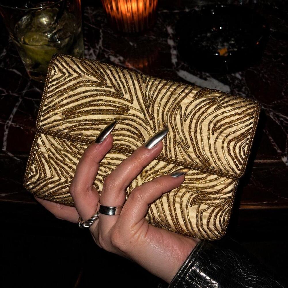 Walborg Gold Beaded Evening Clutch